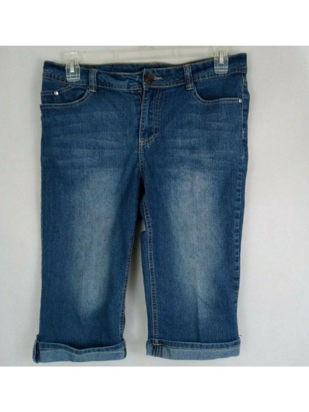 Blue Identity Jeweled Embroidered Whiskered Distressed Jean Shorts Size 12P